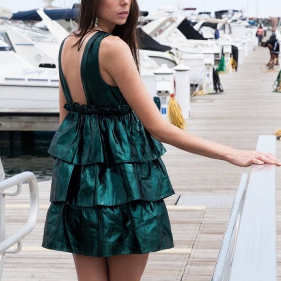 Zara Emerald Green Ruffled Dress - Picture 16 of 16